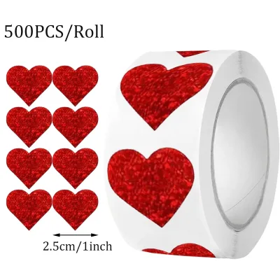 Autocollants cœur rouge en papier, 2,5 cm – image 2