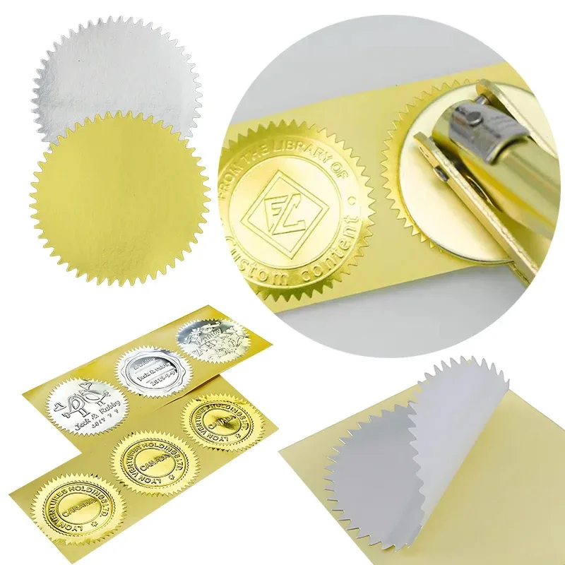 Autocollants engrenage ronds or et argent