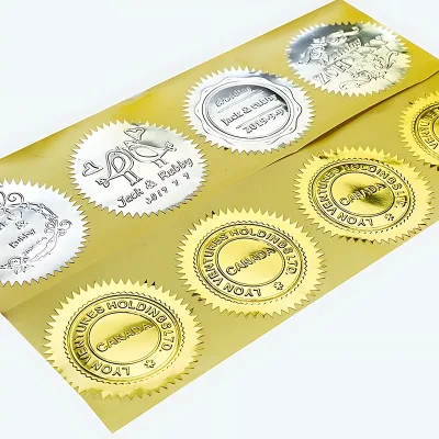 Autocollants engrenage ronds or et argent – image 2