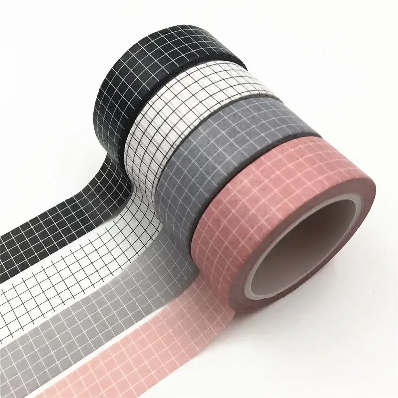 Ruban washi à grille noir et blanc, 10 m