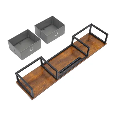 Support d'écran à tiroirs marron et noir