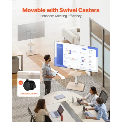 Support TV mobile sur roulettes en acier – image 3