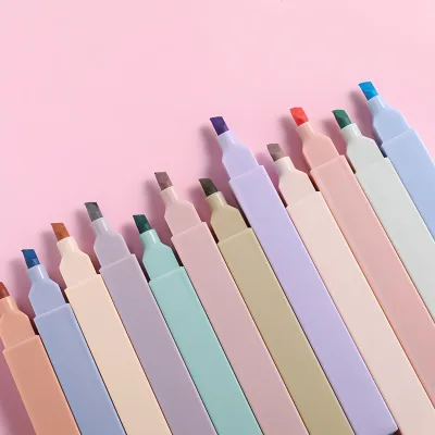 Surligneurs pastel, boîte de 12 couleurs